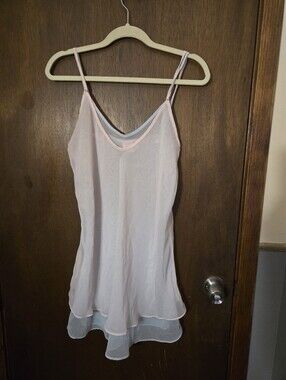 Y2K Light Pink Blue Sheer Spaghetti Strap Lingere Medium